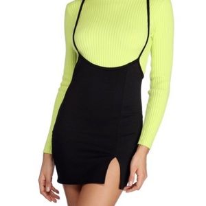 Black Sassy Suspender Mini Skirt